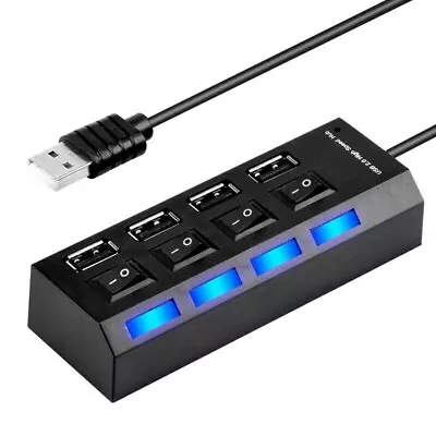 4 Port USB2.0 Hub High Speed Power On/Off Button Switch For Laptop PC Desktop US • $8.99