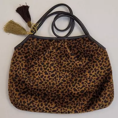MAXX New York Brown Black Cheetah Hair Tote Satchel Shoulder Bag 190 • $40