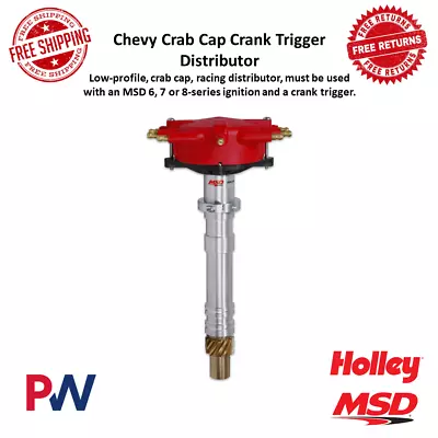 MSD Low Profile Crab Cap Racing Crank Trigger Distributor Red For Chevy & GMC V8 • $408.51