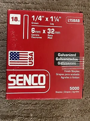 Senco L15BAB FINISH STAPLES 18GA 1 1/4 INCHES LONG. 1/4 INCH CROWN. 5000 Nails • $32