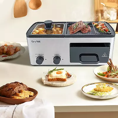 4 In 1 Breakfast Maker Station With Indoor Grill/Griddle/Toast Drawer/Frying Bas • $89.87
