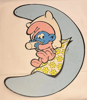 Vintage Smurfs Baby Smurf Peyo Applause 1983 Store Display Sign Cardboard 17” • $199.99