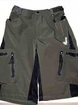 Mens Arsuxeo Cycling Mountain Bike Shorts Sz XL (28-36)Zip Pockets Stretch Green • $27.99