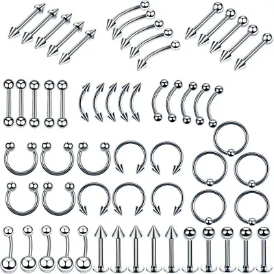 Mix Body Piercing Jewelry Lot 14G Stainless Steel Nose Ear Belly Lip Tongue Ring • $12.75