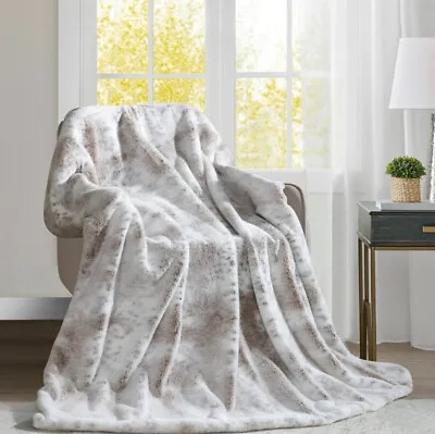 Better Homes & Gardens Polyester Faux Fur Reverse Mink Throw Snow Leopard 50x60 • $39.95