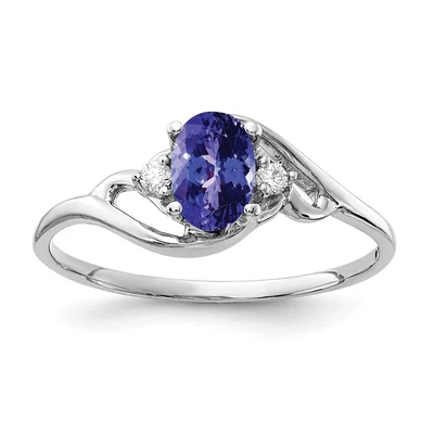 $555.88 • Buy 14k White Gold 6x4mm Oval Tanzanite Diamond Ring For Womens