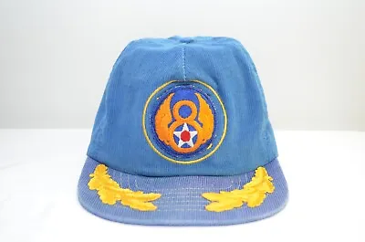 Vintage Number 8 Captain's Corduroy Hat Cap VINTAGE Blue Embroidered 80s • $20