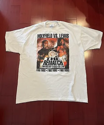 Vintage 1999 Holyfield Vs Lewis The Rematch Boxing White Tyson T-Shirt Size XL • $91.95