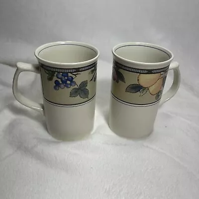 2 Mikasa Intaglio CAC29 Garden Harvest 4 7/8  Tall Latte Cappuccino Tall Mugs  • $40.90