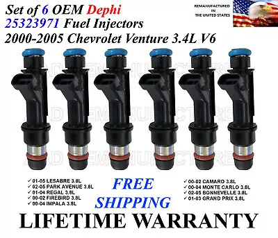 OEM Set Of 6 Delphi Fuel Injectors For 2000-2005 Chevrolet Venture 3.4L V6 • $75
