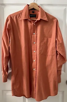 Conte Di Milano Mens Size 15 Shirt Orange Button Up Long Sleeve 32/33 • $14.94