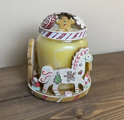 Yankee Candle Christmas Gingerbread Ponies Candy Jar Candle Holder & Lid Set • £19.27