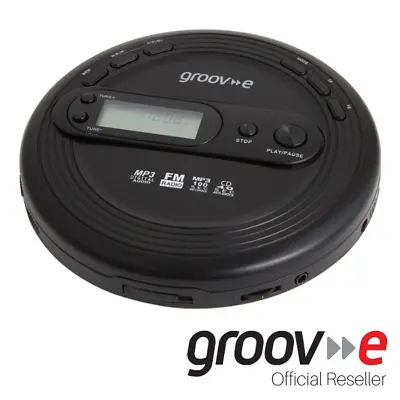 Groov-e Retro Series Personal Cd Player With Radio & Mp3 - Black - Gvps210/bk • £31.95