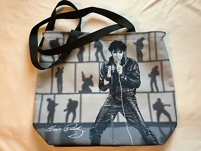 Elvis Presley Purse 14”H X 18” W Black And White Jail House Rock Zippered Tote • $21.95