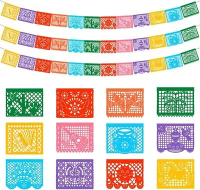 3 Packs Mexican Banners 66 Ft22ft X 3 Papel Picado Banner Large Plastic Mexic... • $18.70
