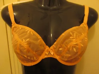 Bnwt PANACHE SUPERBRA TANGO 11 UNPADDED U/W PLUNGE BRA SIZE 32D APRICOT • £14.99