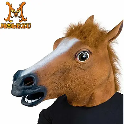 £19.19 • Buy Horse Head Mask Animal Headgear Halloween Brown Horse Mask Latex Mask