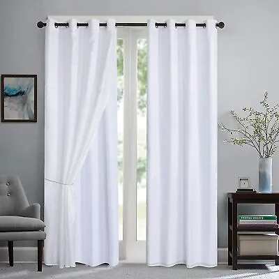 A Pair Of Lined Sheer Curtain With Ring Top (UK Seller) Sale! • £14.99