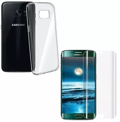 For SAMSUNG GALAXY S6 EDGE CLEAR CASE + TEMPERED GLASS SCREEN PROTECTOR COVER • $13.29