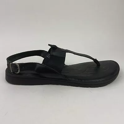 Born Black Leather Elastic Thong Sandals Sling Back Women's Sz 8M Comfort Casual • $34.85