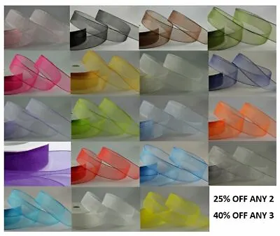 £1.50 • Buy Organza Sheer Woven Edge Ribbon, Party Wedding, Decoration, Any Colour Any Width
