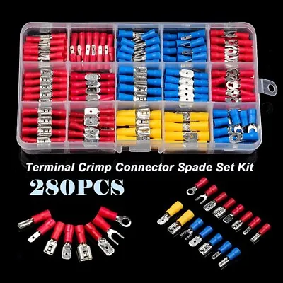 280Pcs Electrical Cable Wire Connectors Assorted Insulated Crimp Terminals Spade • £6.24