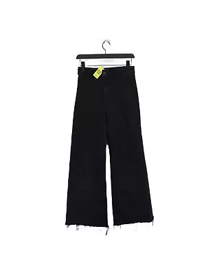 Zara Women's Trousers UK 8 Black Cotton With Elastane Polyester Wide-Leg Chino • £10.80