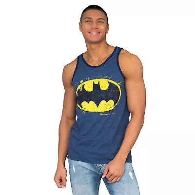 Adult Mens Batman Distress Logo Navy Tank Top Halloween Party T-shirt Tee • $9.99
