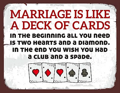 £3.99 • Buy Vintage Retro Marriage Deck Cards Funny Quote Man Cave Beer Pub Shed Metal Sign