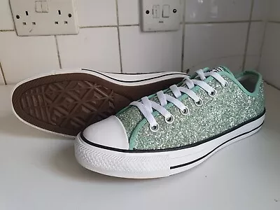£19.99 • Buy Converse All Star Chuck Taylor Uk 7 Eu 40 Womens Green Glitter White Trainers