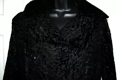 VTG Joseph J.Stefani Black Curly Persian Lamb Double-breasted Jacket Women's S • $65