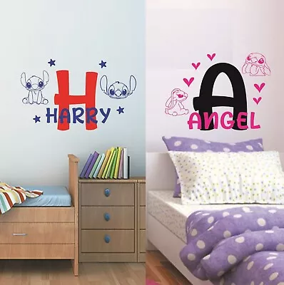 £7.99 • Buy Personalised Disney Stitch & Angel Initial Wall Art Vinyl Stickers Bedroom Decor