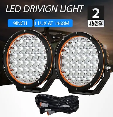 9 Inch LED Spotlight Spot Driving Lights Round Vehicle Lamp With Harness Offroad • $128.95