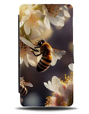 Flying Bee Photograph Flip Wallet Case Photo Picture Bees Pollen On Flower AE09 • £19.99