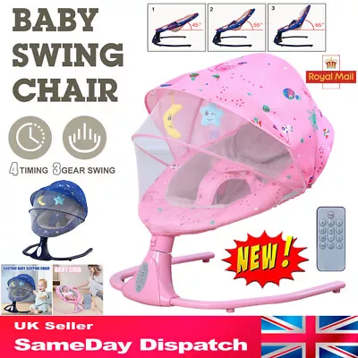 Bluetooth Electric Baby Chair Swing Infant Cradle Bouncer Rocker Music Remote-UK • £69.99