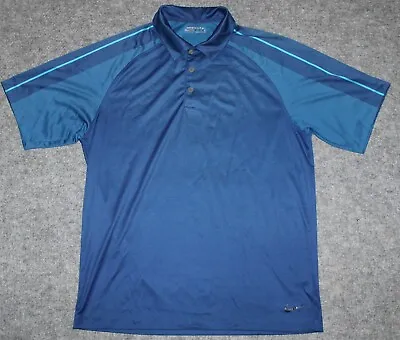 NIKE GOLF FIT DRY VIPER BLOCK S/S POLO 335987 Stretch Blue Sz L Polo Shirt • $8.09