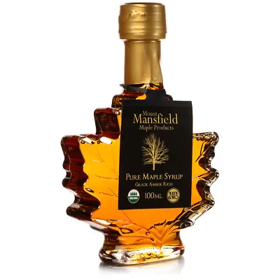 Mansfield Maple 100ml Glass Leaf Organic Vermont Maple Syrup Wedding Favors • $10.99