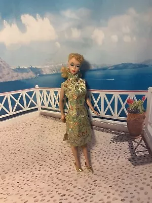 Vintage Barbie Clone Sheath Gold Brocade Dress Fab Lu Babs Bild Lilli  No Doll • $92