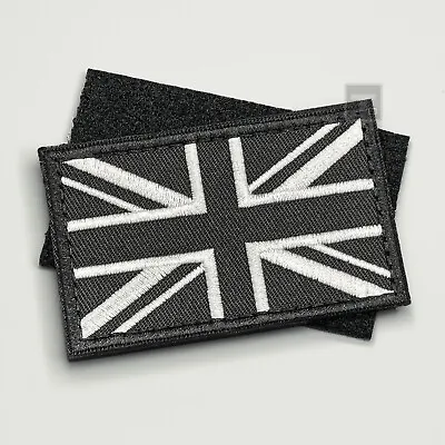 Black Union Jack Patch Hook & Loop Police Military Tactical Security UK GB Flag • £3.59