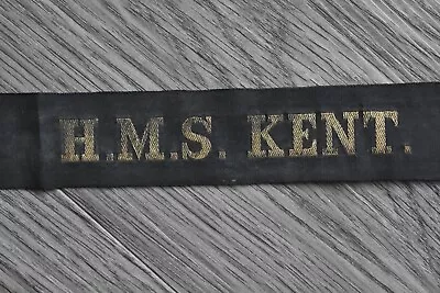 Royal Navy Cap Tally Ribbon - H.M.S. Kent. (DOT) - WW2 Heavy Cruiser • £40