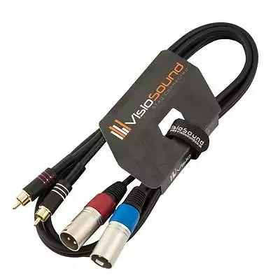 2 X Male XLR To 2 X RCA Gold Phono Plug Twin Lead / Audio Signal Patch Cable • £10.99