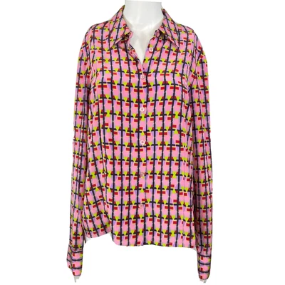£77.26 • Buy Bazar Christian Lacroix Womens Pink Black Button Up Shirt Sz 42 8 Geometric