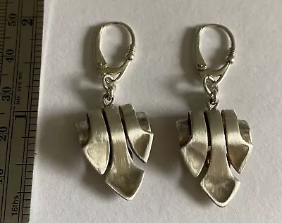 Vintage Mid-century Modern Monet Sterling Silver Earrings  Converted To Pierced • $28