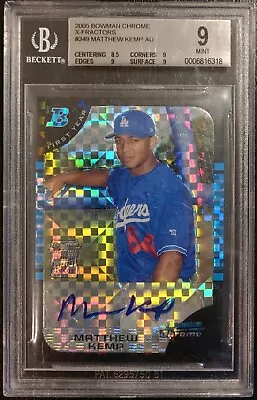 2005 MATT KEMP Bowman Chrome Xfractor Auto /225 RC BGS 9 MINT! • $99