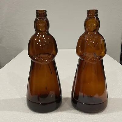 2 MRS. BUTTERWORTH'S 10  Amber Glass Syrup Bottle Butter-Worth's 60' 70's Era • $39.99