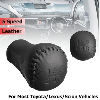 $18.69 • Buy 5 Speed Leather Stitch Gear Shift Knob Head Stick Shifter For Toyota Lexus Scion