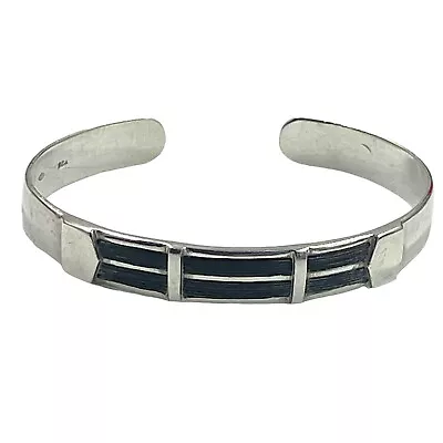 Vintage Signed 925 Sterling Silver & Horsehair Cuff Bracelet Good Preowned Cond. • £18.24