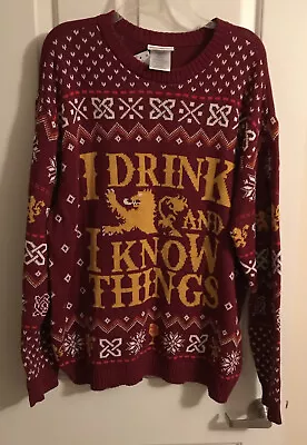 $11.99 • Buy HBO Game Of Thrones Ugly Christmas Sweater “I Drink And I Know Things” S NWTs