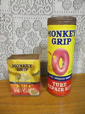 2 Vintage Monkey Grip Tube Repair Kit No. Advertising Tin W/ Contents • $7