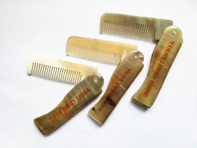 Custmize Your Logo-Handmade Ox Horn Folding Comb Pocket Comb Masssage Hair/Beard • $6.49